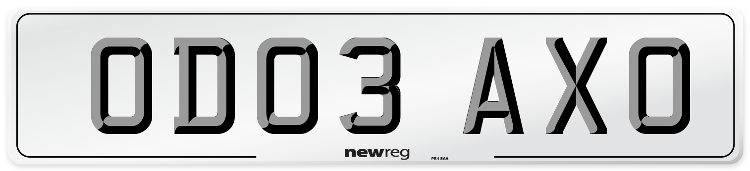 OD03 AXO Number Plate from New Reg